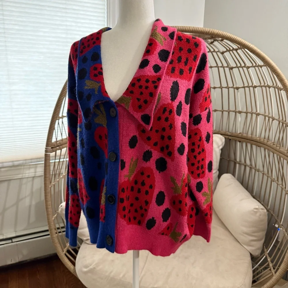 FARM Rio Pink and Blue Strawberry Cardigan - Picture 2 of 9